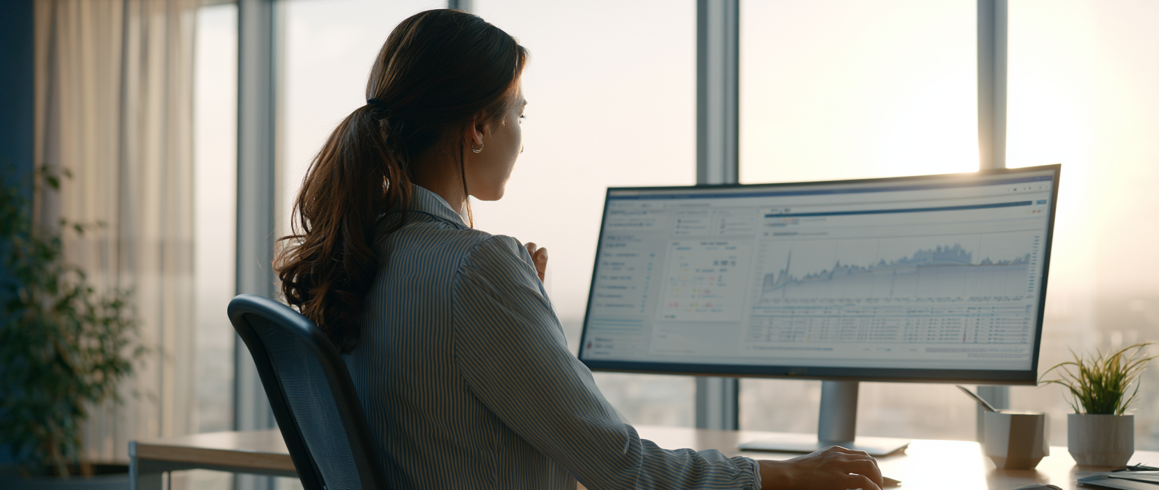 An underwriter reviewing live risk analytics